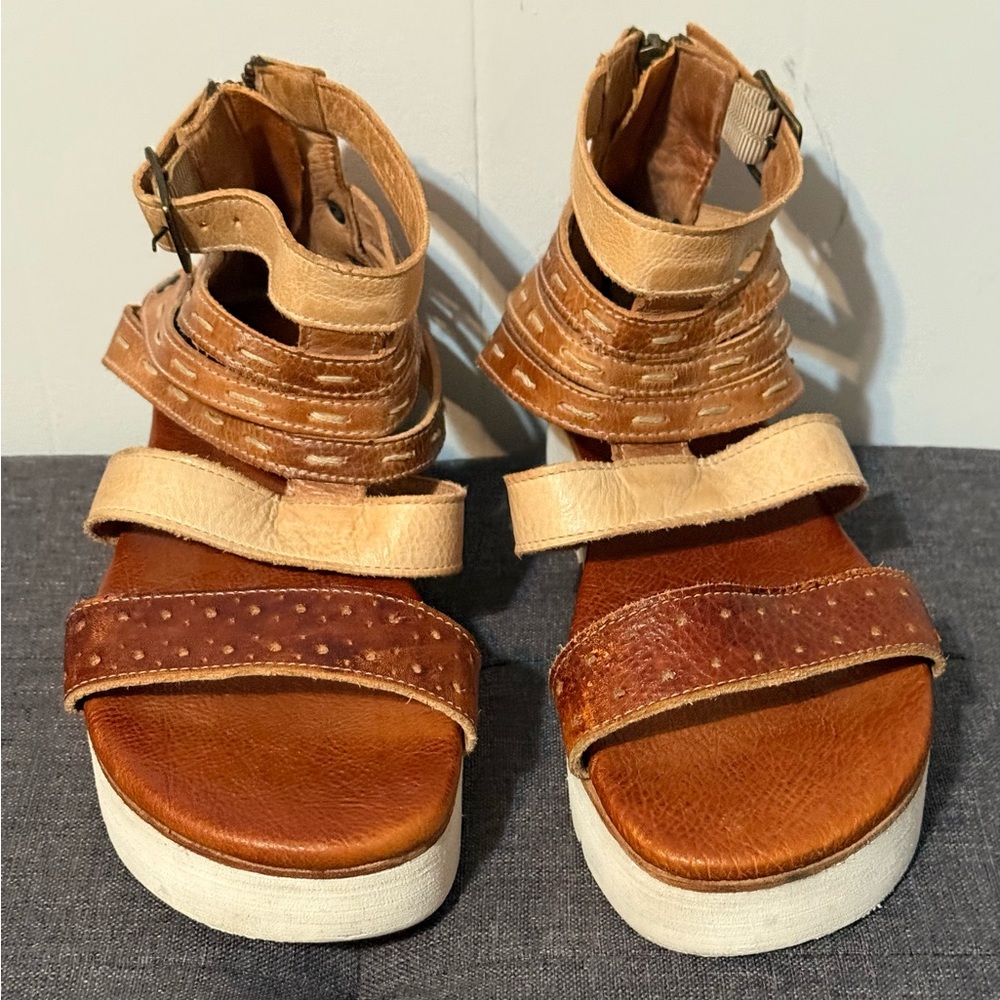 Bed Stu Artemia Tan and Brown Leather Sandals
